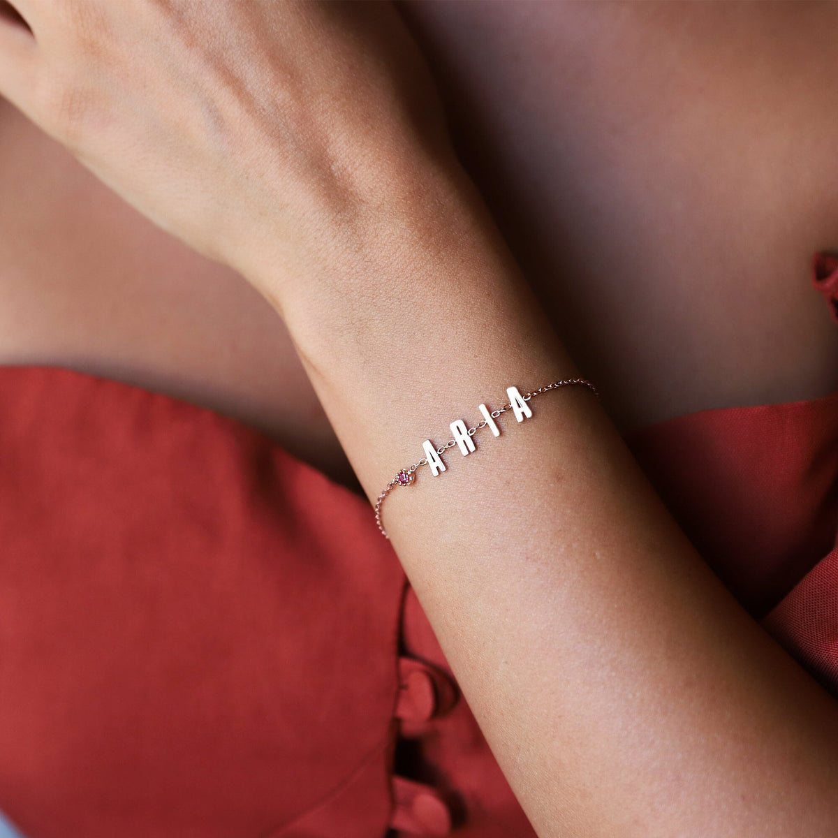 Initial Bracelet, Dainty Name Anklet Bracelet, Spaced Letter Jewelry, Sterling Silver Anklet, Birthday Gifts, Silver Birthstone Bracelet