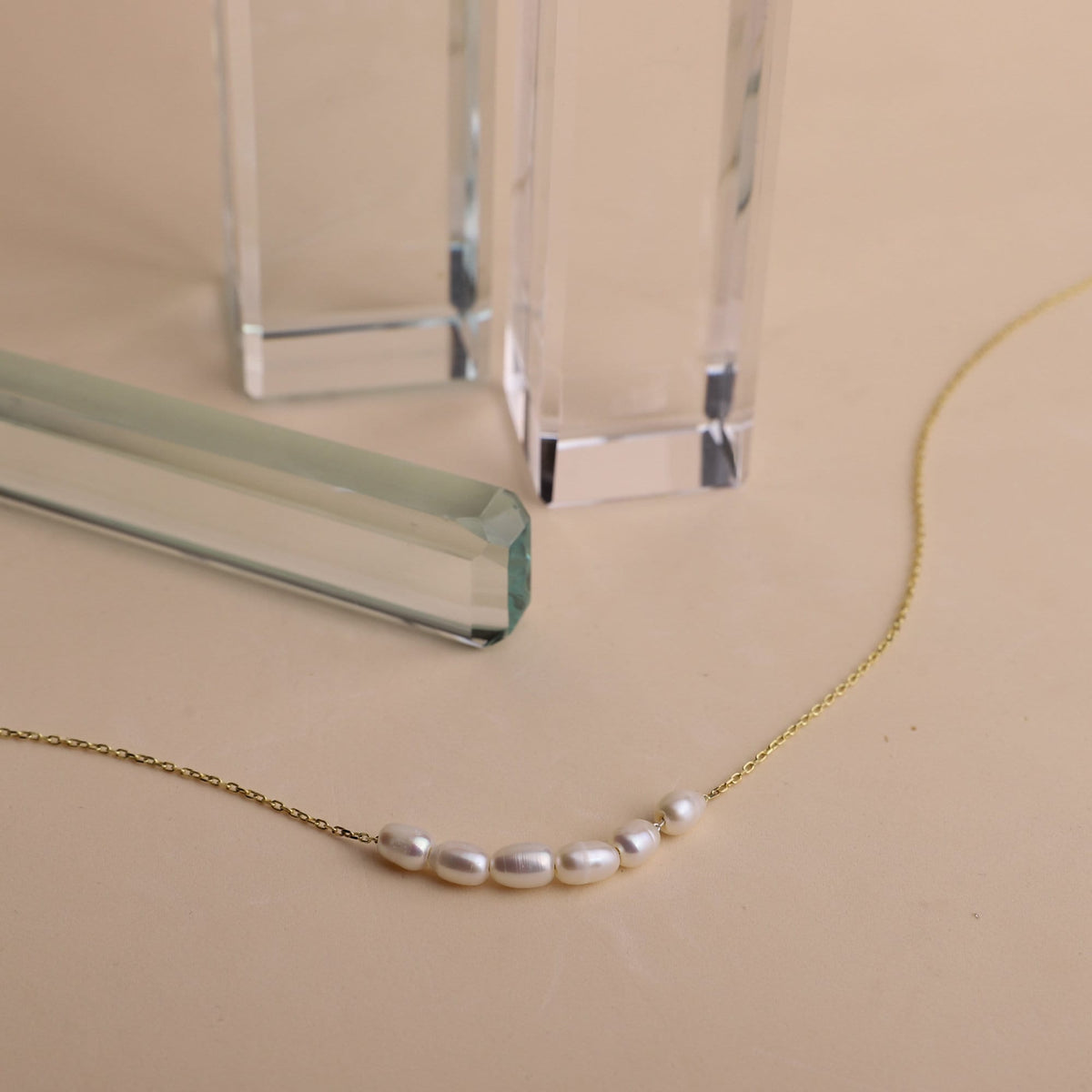 Tiny Pearl Necklace, Bridesmaids Gifts, Pearl Choker Necklace • Bridal Shower Gift • Dainty Minimalist 6 Oval Pearls Freshwater Jewelry