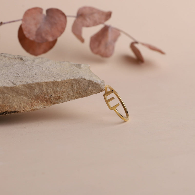 Sideway Initial Ring Custom, Dainty Number Gold Ring • Personalized Sterling Silver Tiny Letter Ring • Rings for Women