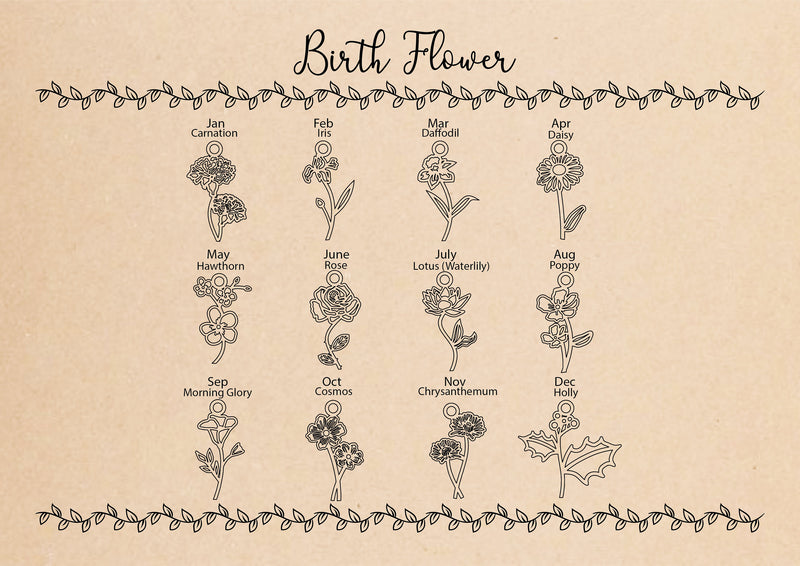 Dangle Birth Month Flower with Birthstone Earrings, Personalized Dainty Silver and Gold Cubic Zirconia Diamonds Stud Earrings, Gifts for Her