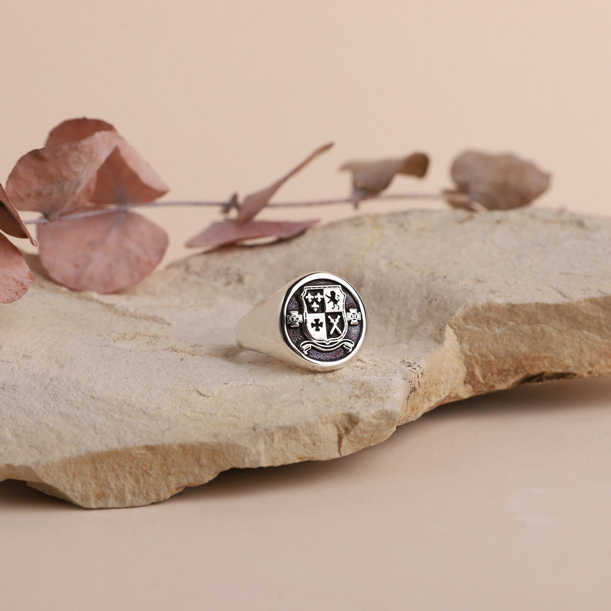 Family Symbol Crest Family Tree Coat of Arms Signet Ring, Sterling Silver Personalized Jewelry Gifts for Her and Him by NecklaceDreamWorld