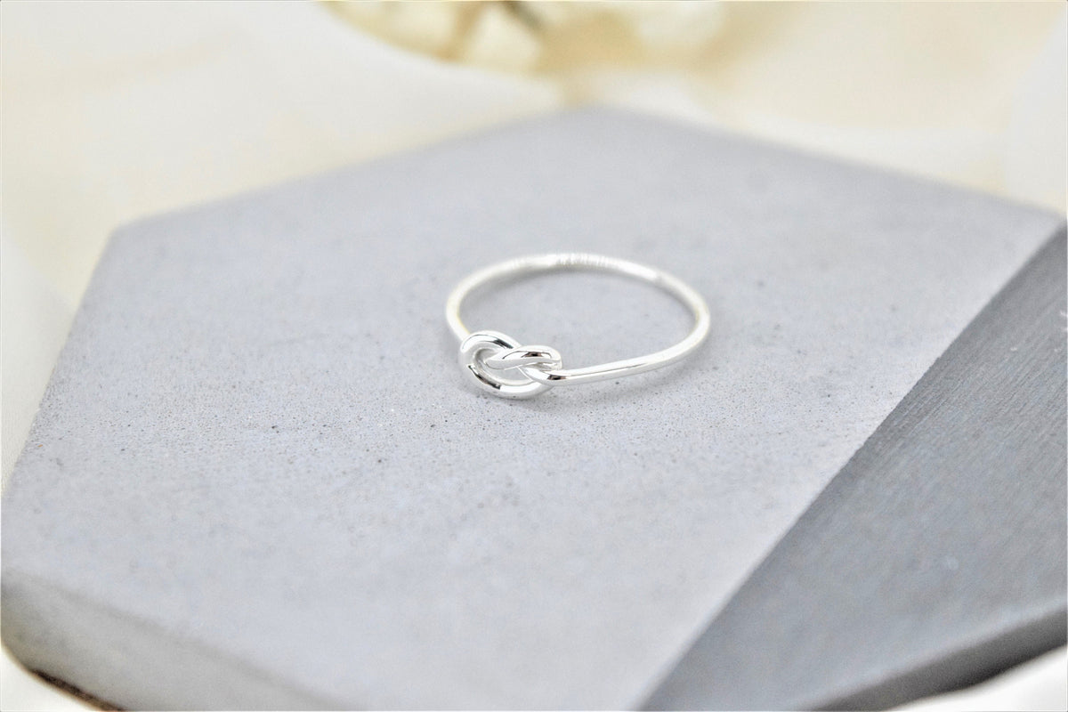 Love Knot Ring Sterling Silver, Dainty Stacking Ring Gold, Cute Friendship Handmade Ring | Tiny Tie the Knot Jewelry by NecklaceDreamWorld
