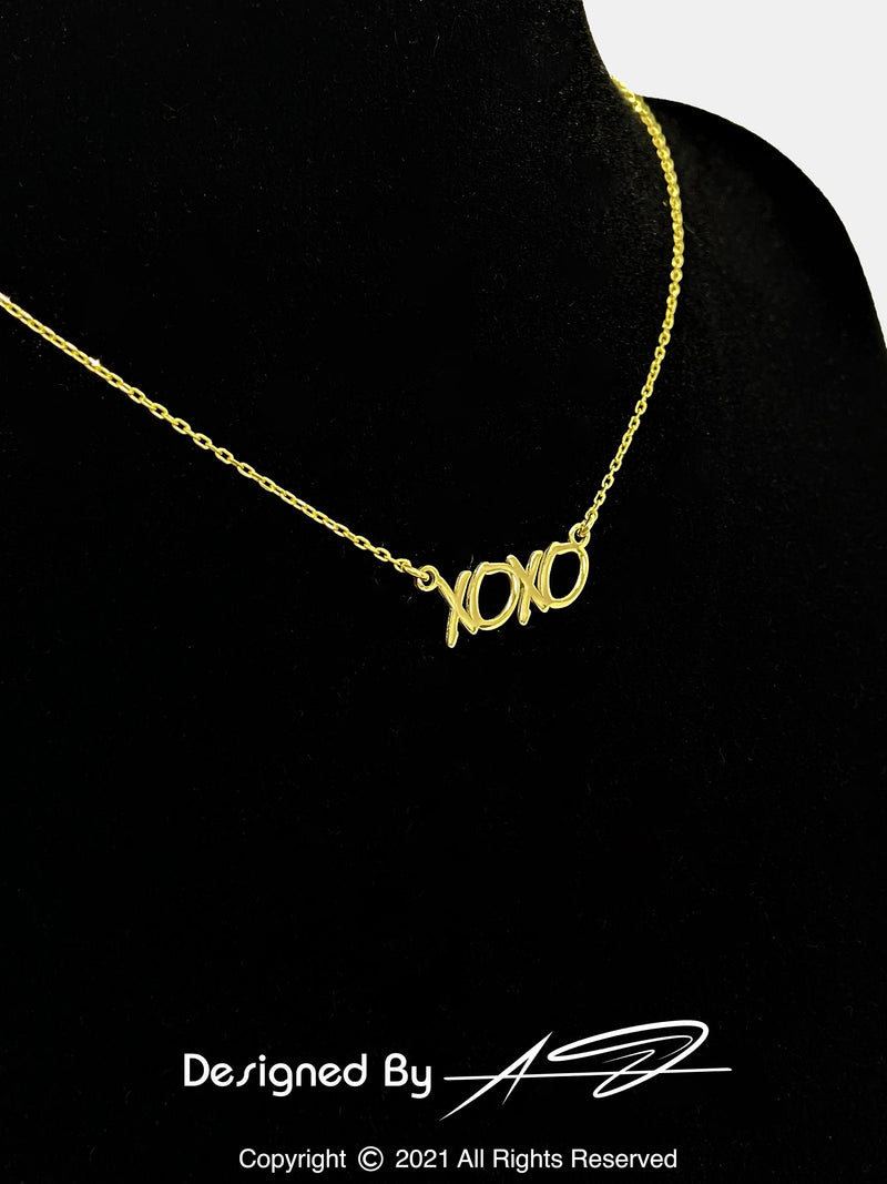 Dainty XOXO Gold Cute Necklace | Hugging Pendant Necklace | Kisses Silver Jewelry for Her | Gift for Girl