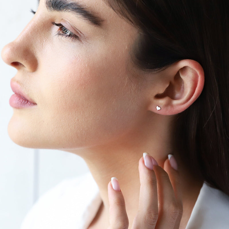 Minimal Cute Heart Stud Earrings, Gold filled, 925 Sterling Silver, Rose Gold Bridesmaid Jewelry • Christmas Earrings Gifts for Her