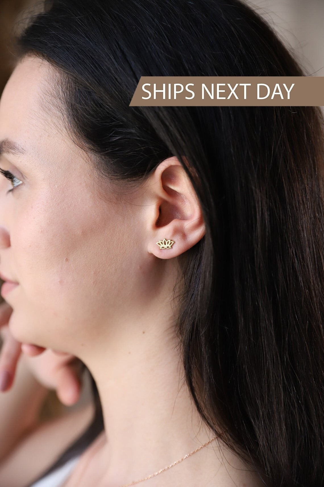 Cute Lotus Stud Earrings Sterling Silver, Gold and Rose Gold | Gold Flower Earrings | Mandala Stud Earrings | Gifts for Her and Him