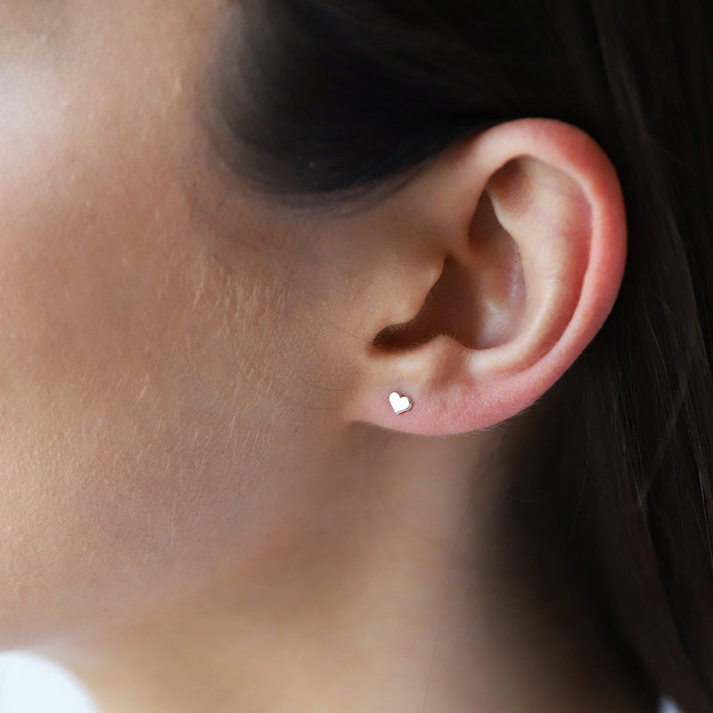 Minimal Cute Heart Stud Earrings, Gold filled, 925 Sterling Silver, Rose Gold Bridesmaid Jewelry • Christmas Earrings Gifts for Her