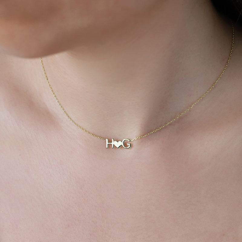 Necklaces for Women Custom Heart Initial Necklace with Birthstone add on | Dainty Couple Letter Necklace for Her, Delicate Necklace Gifts