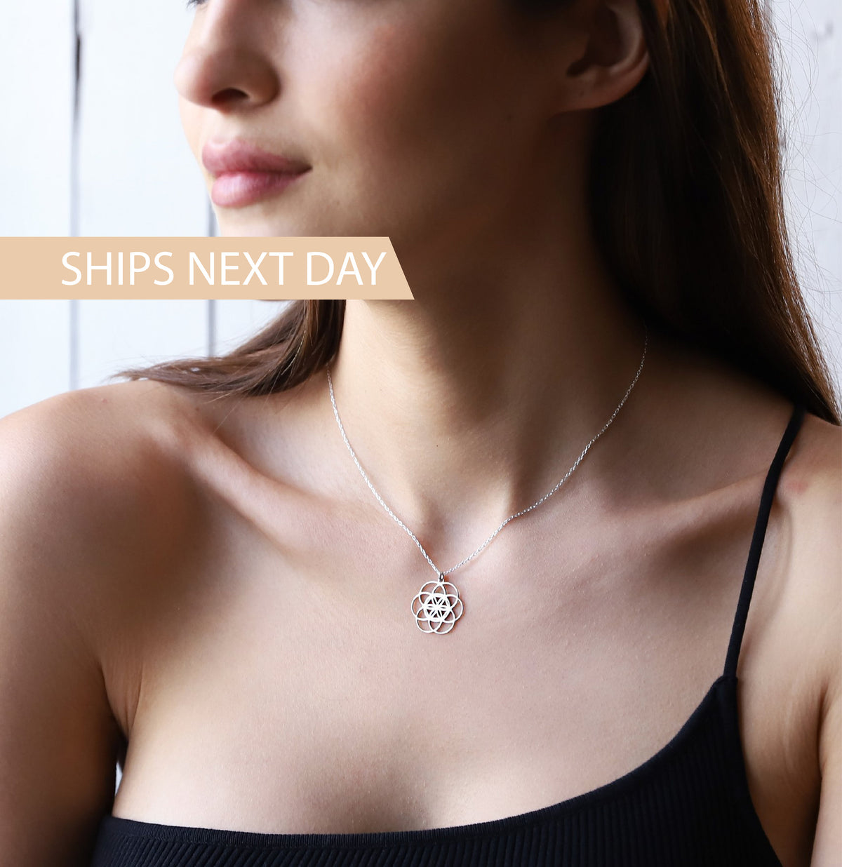 Flower of Life Necklace, Gifts for Her, Mom Jewelry, Flower of Life Pendant, Seed of Life Necklace, Life Flower, Everyday Necklace Silver