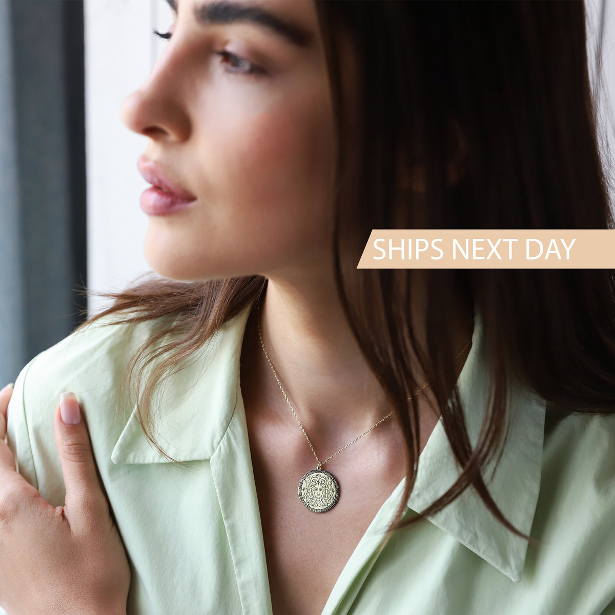Medusa Mythology Necklace | Greek Gods Jewelry | Greek Mythology Necklace | Medusa Coin Pendant | Boho Medallion Charm, Persephone necklace