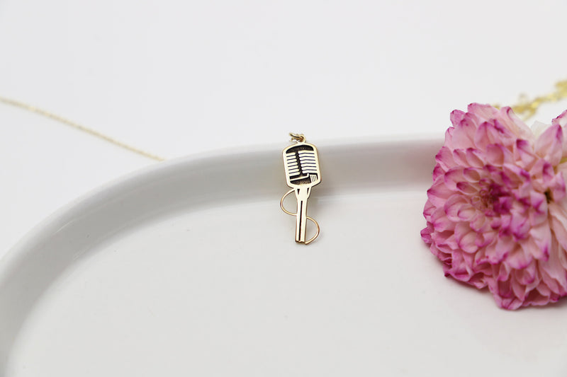 Microphone Pendant Necklace • Antique Style Gold Charm Necklace • Unique Singer Jewelry • Best Friend Necklace Gifts by NecklaceDreamWorld