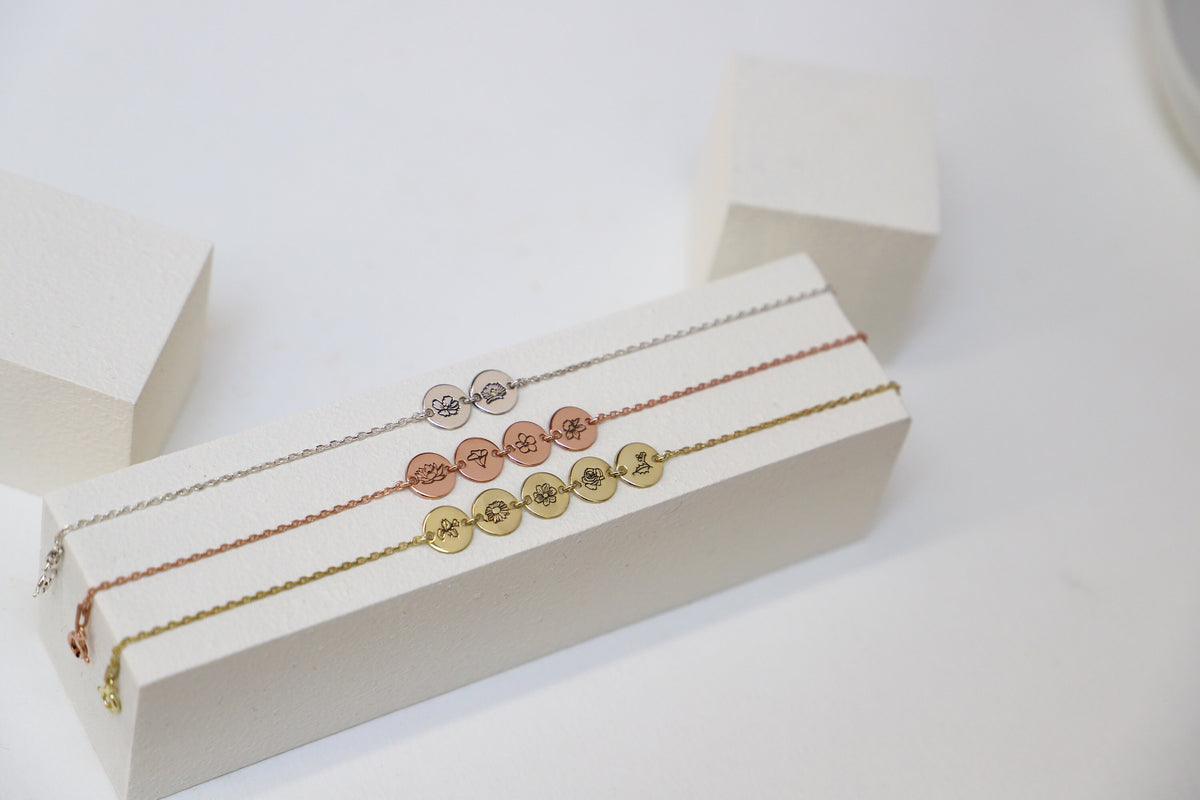 Custom Birth Flower Friendship Bracelet | Personalized Birthday Gifts for Women | Birth Month Flower Dainty Bracelet | Gift for Her
