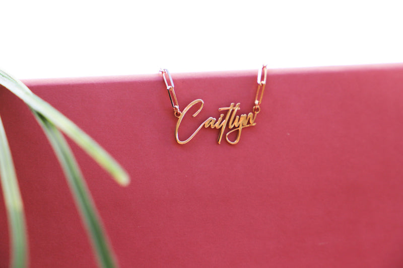 Link Chain Name Necklace Gold Personalized, Handmade Silver Dainty Name Jewelry by NecklaceDreamWorld