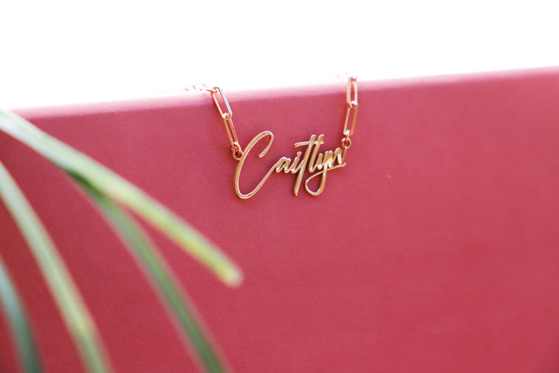 Link Chain Name Necklace Gold Personalized, Handmade Silver Dainty Name Jewelry by NecklaceDreamWorld