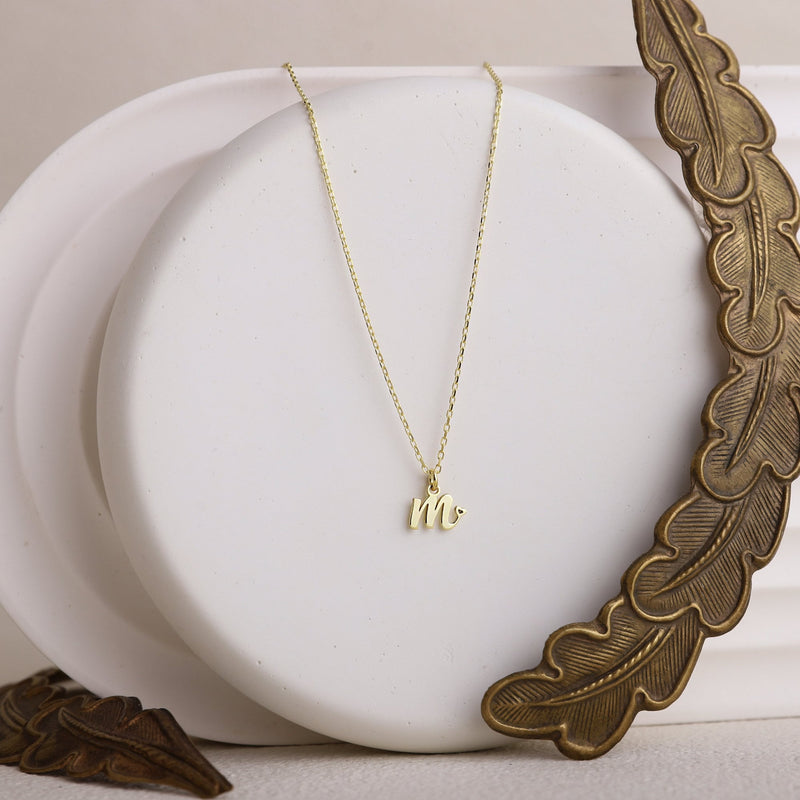 Tiny Special Initial Necklace with Delicate Heart Symbol, Custom Pendant Initial Necklace • Dainty Choker Letter Necklace in Sterling Silver