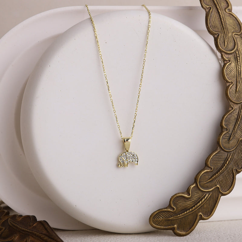 14k Gold Elephant Necklace • Elephant Baby Shower Lucky Charm Jewelry Gifts, Gold Filled Necklace, CZ Diamond Necklace by NecklaceDreamWorld