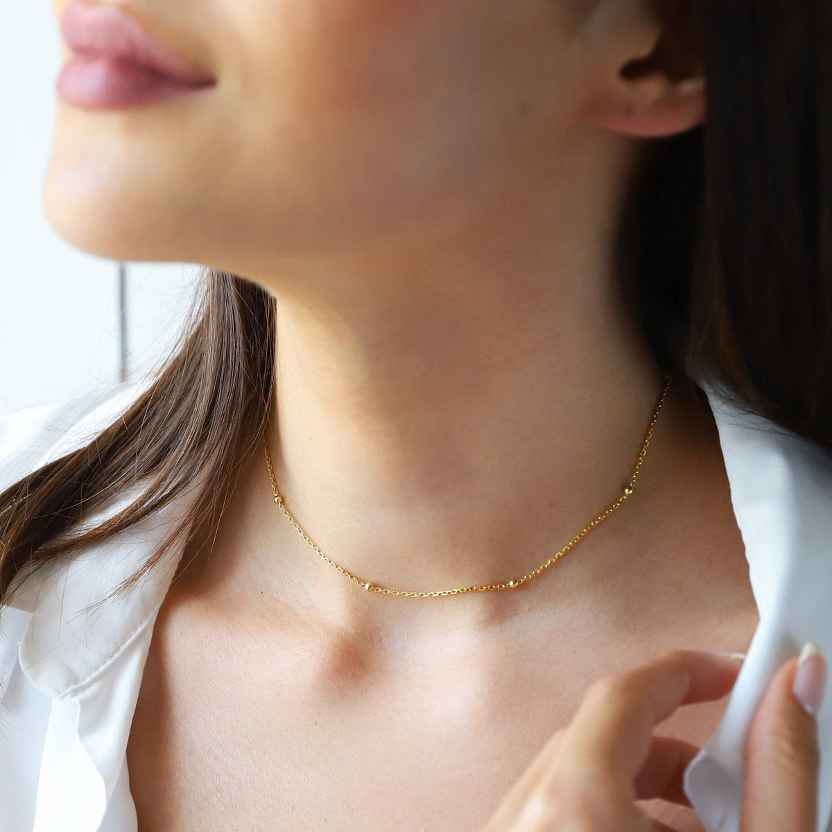 Dainty 14K Gold Filled Intermittent Pipe Chain Necklace