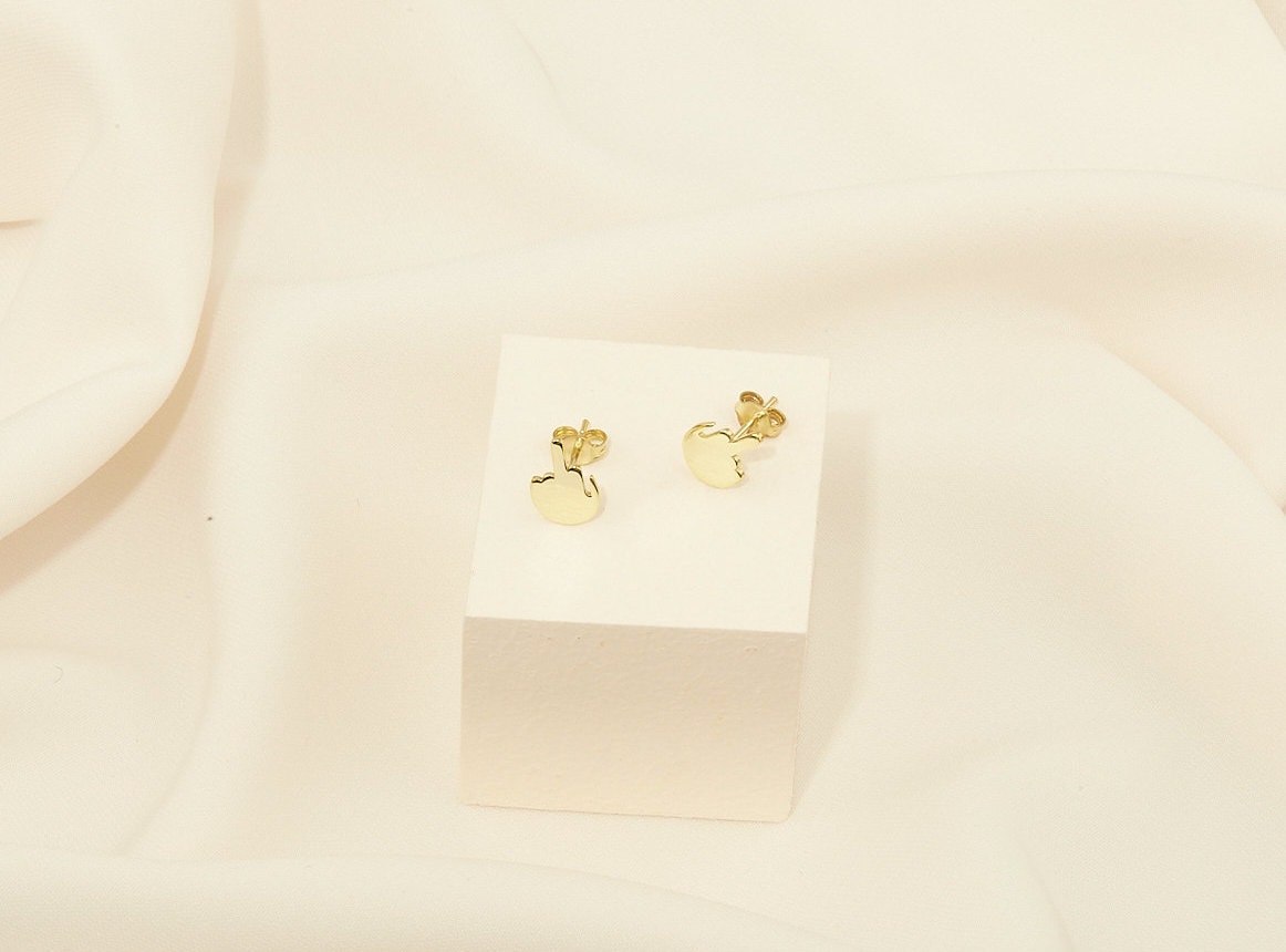 Tiny Middle Finger Earrings, Sterling Silver Middle Finger Jewelry, Fuck You Stud Earrings, Funny Fuck Jewelry, Gold Hand Earrings