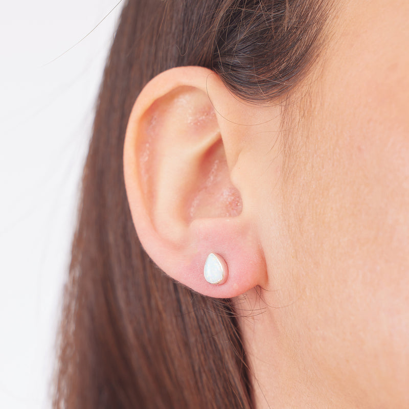 14k Gold Real Opal Teardrop Wedding Stud Earrings, Dainty Real White Opal Earrings • Perfect Minimalist Earrings Gifts by NecklaceDreamWorld