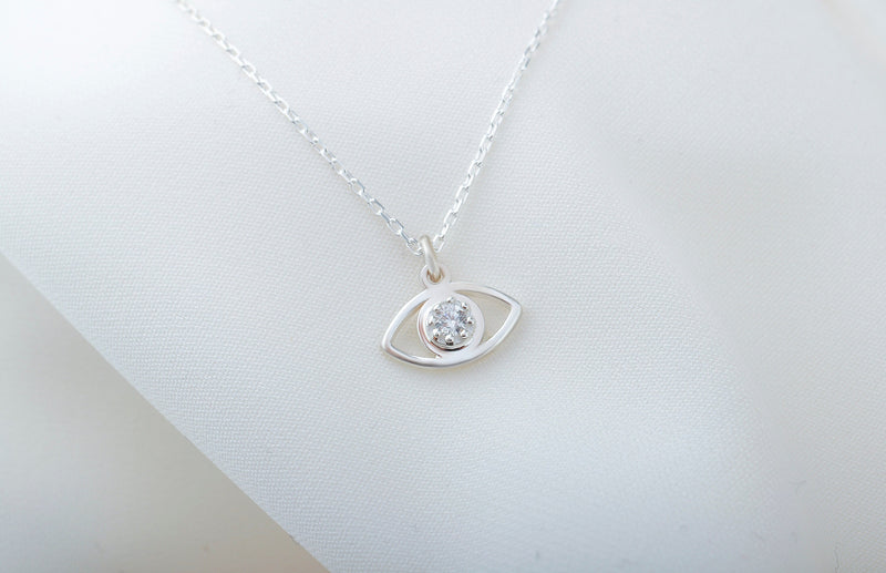 Silver Evil Eye Necklace, Waterproof Gold Minimalist Evil Eye Charm Jewelry, Perfect Layering Birthday Gifts for Her by NecklaceDreamWorld