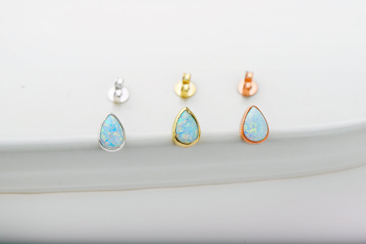 14k Gold Real Opal Teardrop Wedding Stud Earrings, Dainty Real White Opal Earrings • Perfect Minimalist Earrings Gifts by NecklaceDreamWorld