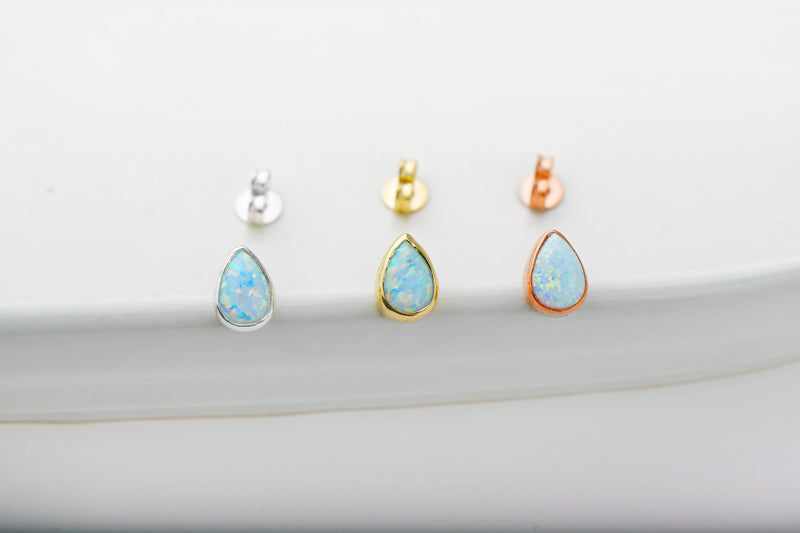 14k Gold Real Opal Teardrop Wedding Stud Earrings, Dainty Real White Opal Earrings • Perfect Minimalist Earrings Gifts by NecklaceDreamWorld