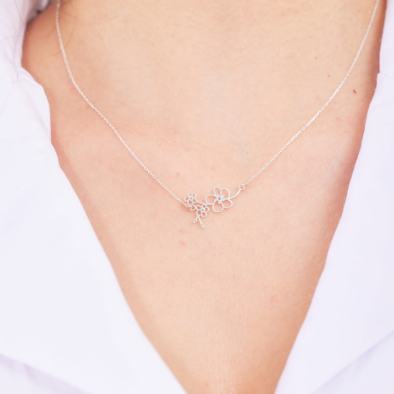Custom Birthflower Necklace, Dainty Personalized Floral Necklace, Birth Month Necklace, Gift for Mom, Necklace for Women, Flower Jewelry
