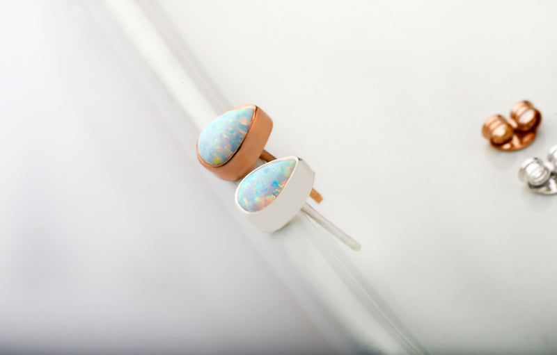 14k Gold Real Opal Teardrop Wedding Stud Earrings, Dainty Real White Opal Earrings • Perfect Minimalist Earrings Gifts by NecklaceDreamWorld