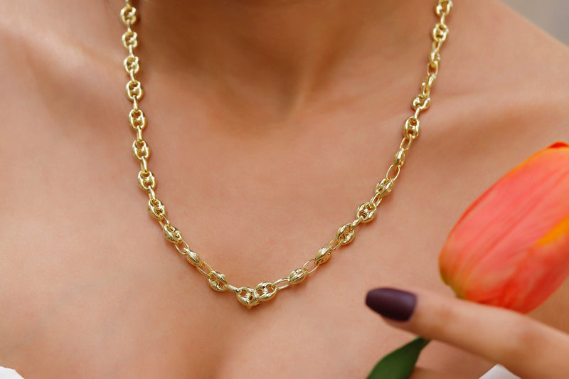 Chunky Chain Necklace for Women in 14K Gold, Sterling Silver and Roe by Necklace Dream World,