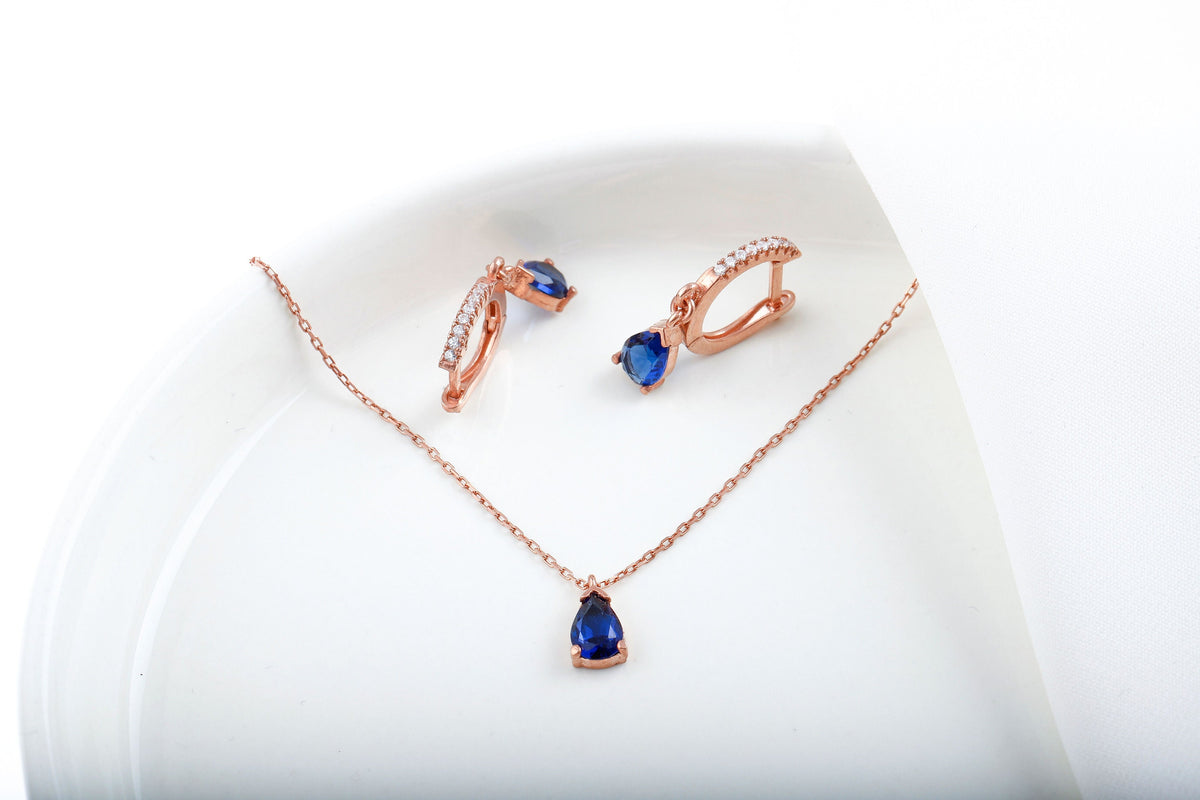 Handmade Jewelry Set For Women, Wedding Diamond Earrings and Necklace Set by NecklaceDreamWorld, Permanent Jewelry in Gold, Silver and Rose