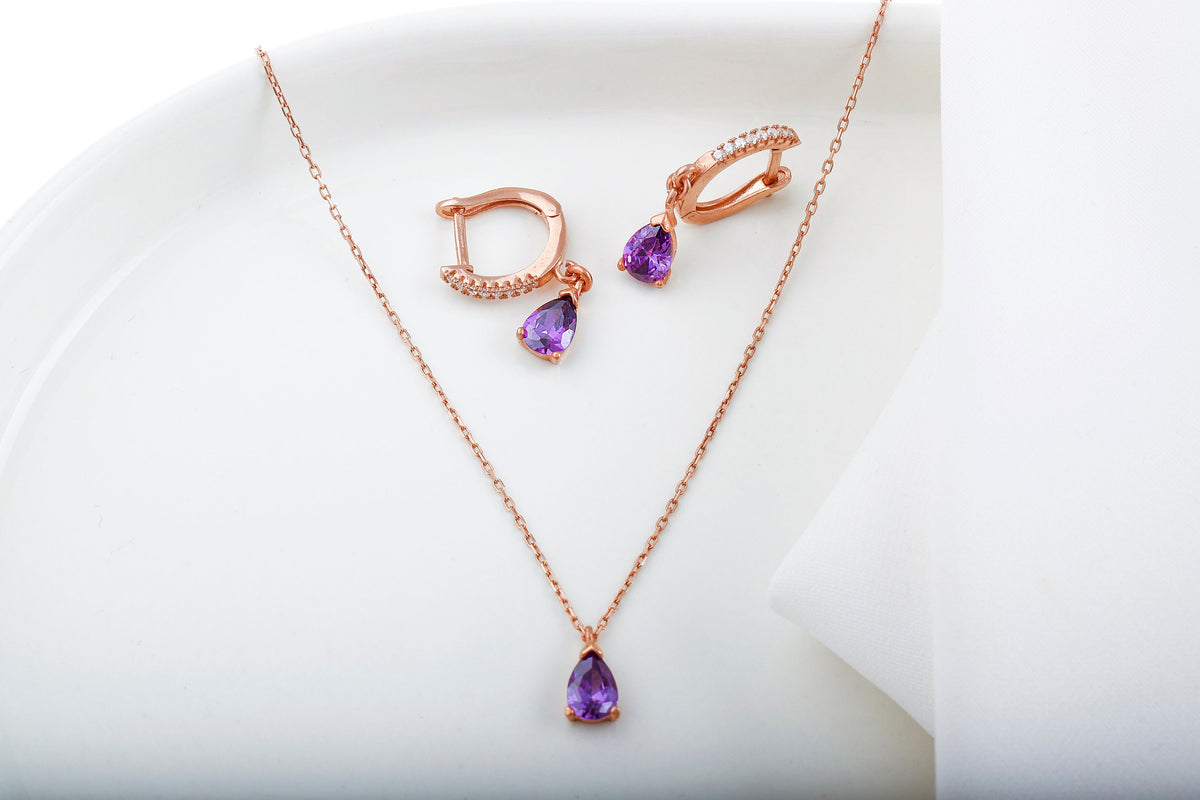 Handmade Jewelry Set For Women, Wedding Diamond Earrings and Necklace Set by NecklaceDreamWorld, Permanent Jewelry in Gold, Silver and Rose