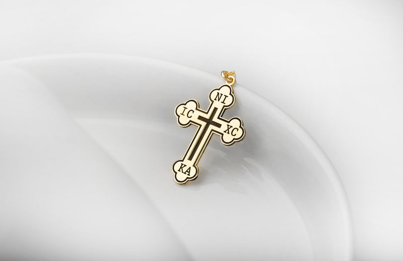 Christian Eastern Orthodox Cross Necklace, Charm IC XC NIKA Religious Jewelry by NecklaceDreamWorld in 14K Gold, Sterling Silver and Rose