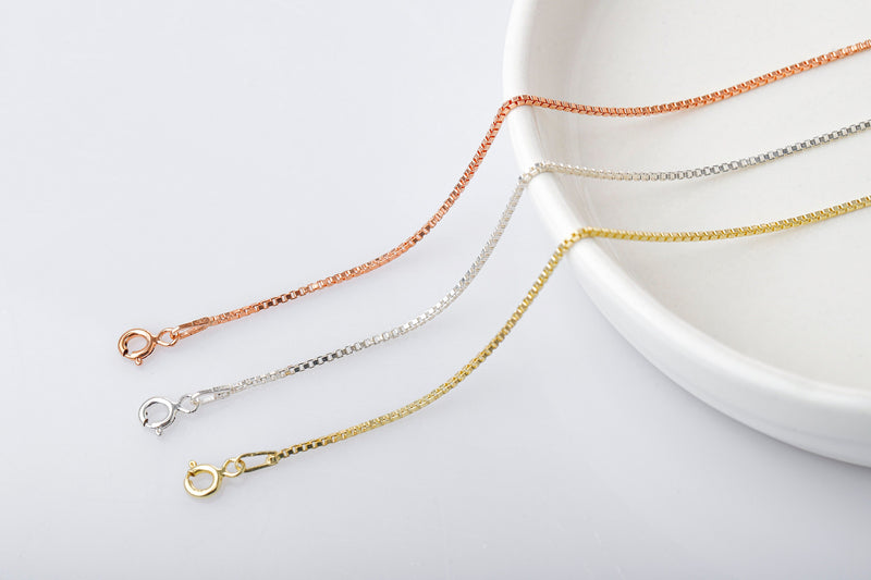 Dainty Layered Necklace Silver, Gold Box Chain Necklace, Silver Box Chain 1mm, Ships Next Day Rose Gold Jewelry by NecklaceDreamWorld