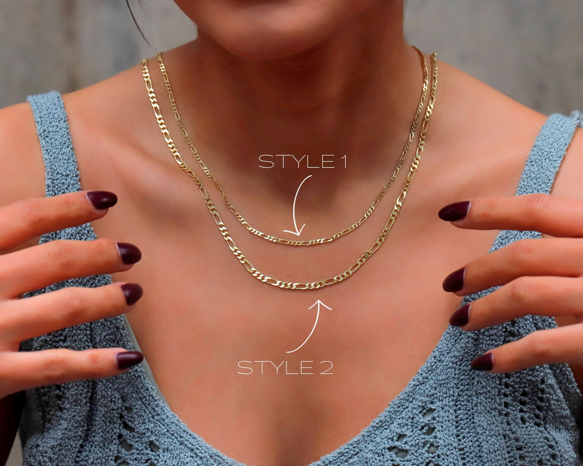 Figaro Chain Necklace in 14K Gold, Sterling Silver and Rose • Everyday Chain Jewelry by NecklaceDreamWrold • Perfect Uniqeu Gifts