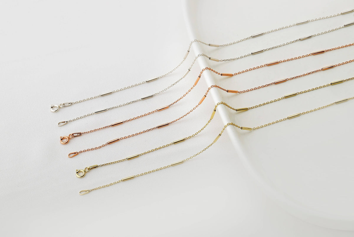 Dainty 14K Gold Filled Intermittent Pipe Chain Necklace