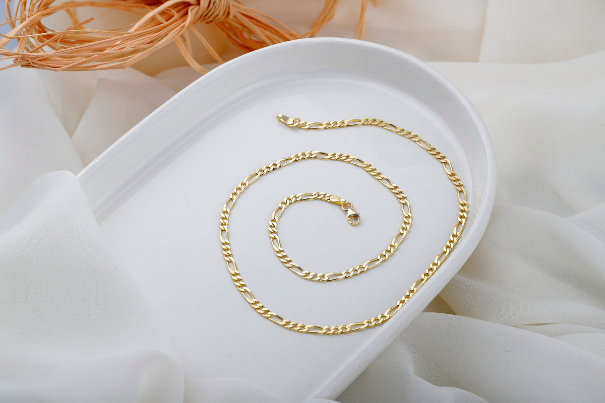 Figaro Chain Necklace in 14K Gold, Sterling Silver and Rose • Everyday Chain Jewelry by NecklaceDreamWrold • Perfect Uniqeu Gifts
