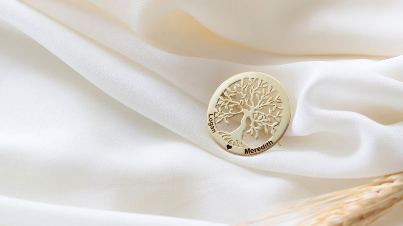 Personalized Tree Of Life Brooches • Custom Family Tree Pins • Personalized Jewelry • Custom Handmade Yoga Pin by NecklaceDreamWorld
