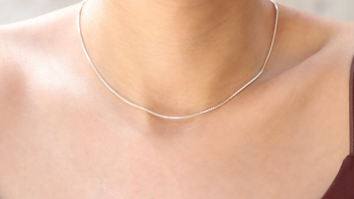 Dainty Layered Necklace Silver, Gold Box Chain Necklace, Silver Box Chain 1mm, Ships Next Day Rose Gold Jewelry by NecklaceDreamWorld