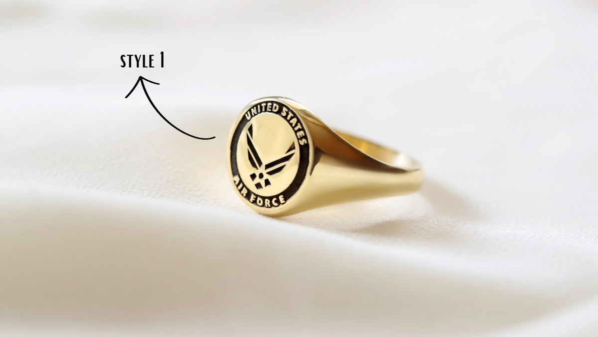 United States Army, Air Force Logo Rings for Men and Women, High Quality 925 Sterling Silver, Gold and Rose Gold Everyday Rings Gifts