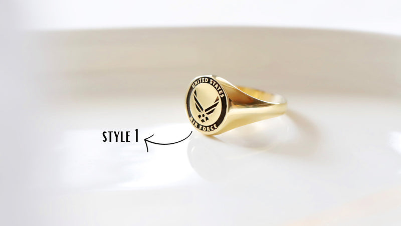 United States Army, Air Force Logo Rings for Men and Women, High Quality 925 Sterling Silver, Gold and Rose Gold Everyday Rings Gifts