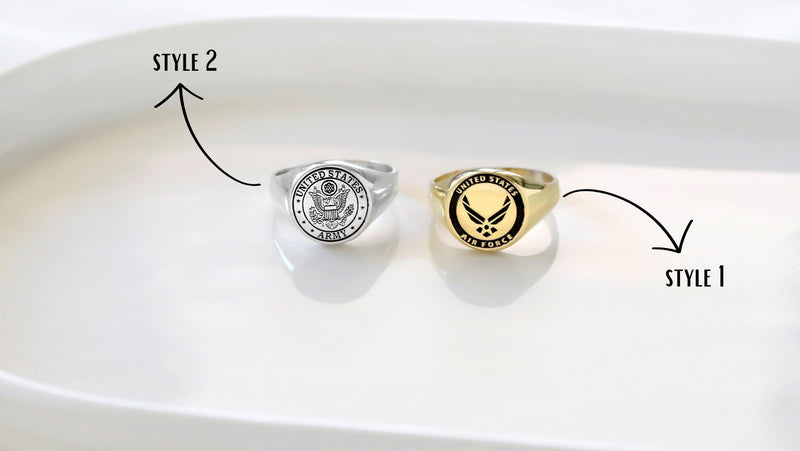 United States Army, Air Force Logo Rings for Men and Women, High Quality 925 Sterling Silver, Gold and Rose Gold Everyday Rings Gifts