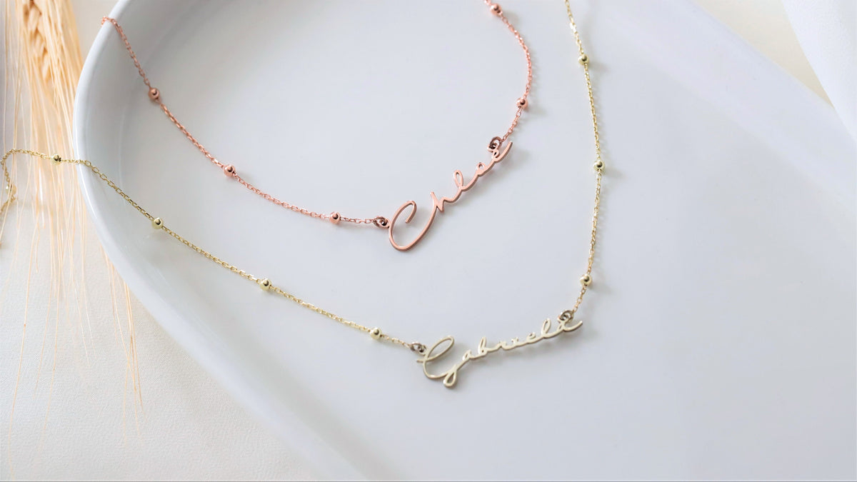 Beaded Satellite Chain Layering Name Necklace 10K Gold filled by NecklaceDreamWorld, Everyday Jewelry for your loved ones, Perfect Gifts