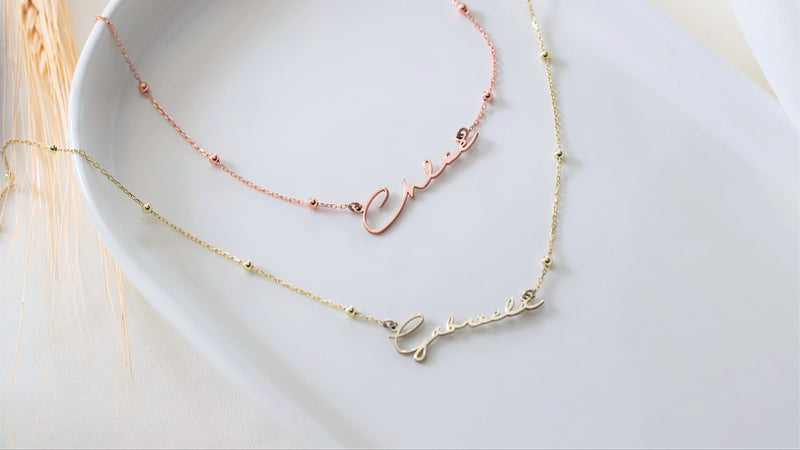 Beaded Satellite Chain Layering Name Necklace 10K Gold filled by NecklaceDreamWorld, Everyday Jewelry for your loved ones, Perfect Gifts
