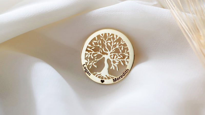 Personalized Tree Of Life Brooches • Custom Family Tree Pins • Personalized Jewelry • Custom Handmade Yoga Pin by NecklaceDreamWorld