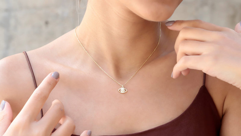 Silver Evil Eye Necklace, Waterproof Gold Minimalist Evil Eye Charm Jewelry, Perfect Layering Birthday Gifts for Her by NecklaceDreamWorld