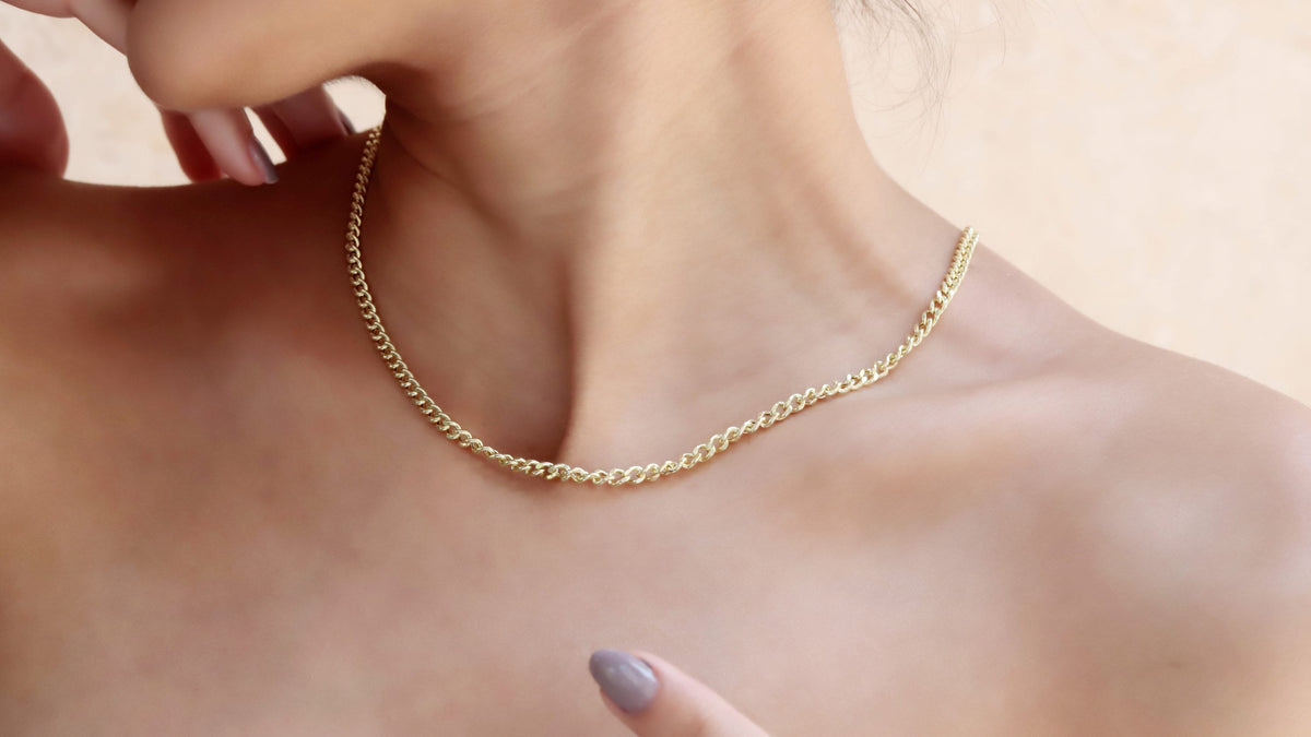 Curb Chain Necklace 14K Solid (Real) Gold, Solid Gold Jewelry by NecklaceDreamWorld, It can be used as a Choker Necklace as well