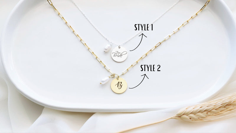 Team Bride Necklace, Bridesmaid Proposal Gifts, Thank you Gifts with Trendy Paper Clip Chain and Pearl, Link Chain Necklace Everyday Jewelry