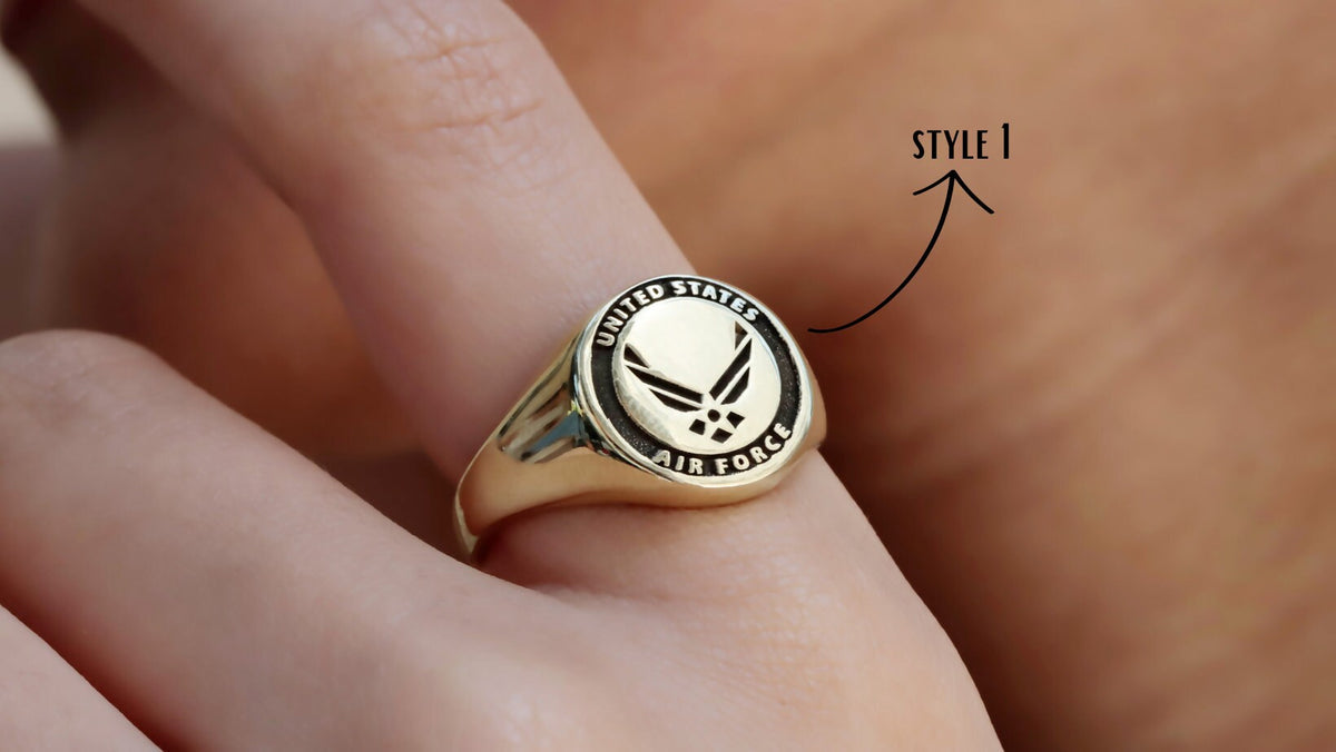 United States Army, Air Force Logo Rings for Men and Women, High Quality 925 Sterling Silver, Gold and Rose Gold Everyday Rings Gifts