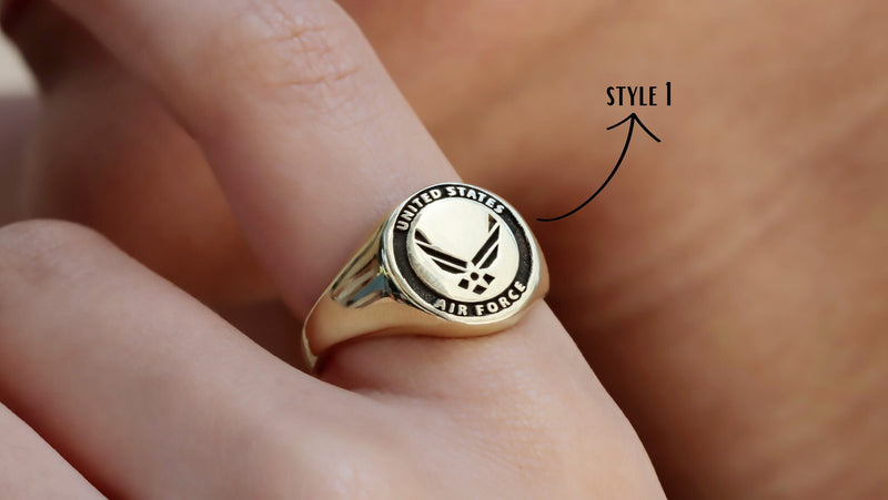 United States Army, Air Force Logo Rings for Men and Women, High Quality 925 Sterling Silver, Gold and Rose Gold Everyday Rings Gifts