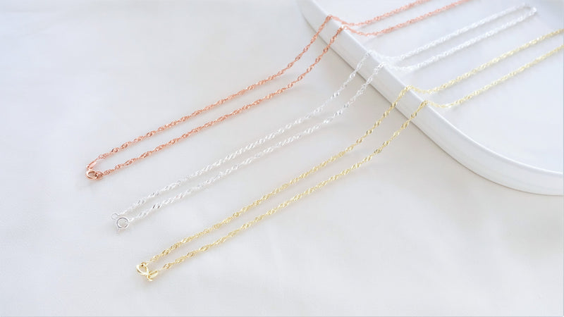 18k Gold Dainty Singapore Twist Chain, Everyday Jewelry, Sparkle Necklace, Gold Rope Chain Necklace, Maid of Honor Gift, Gift for Women